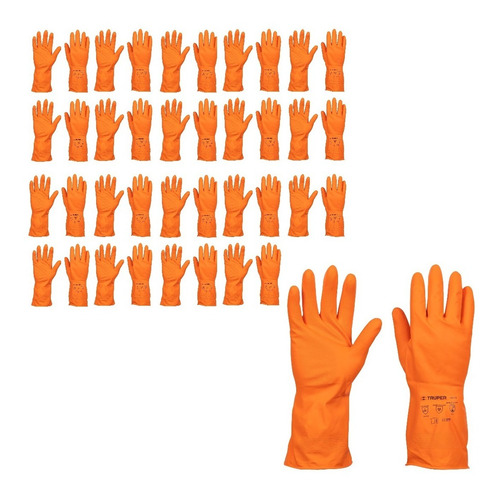 Kit De 20 Guantes De Látex Para Limpieza Naranja Variastalla