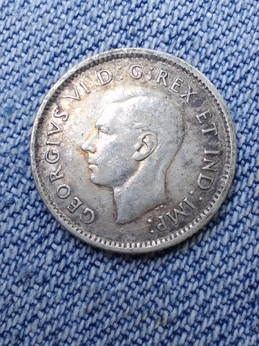 Moneda De Diez Centavos Canadá,año 1943,plata Ley 0.800.