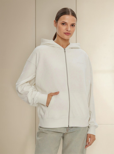 Polerón Diffused Ck Zip Blanco Calvin Klein