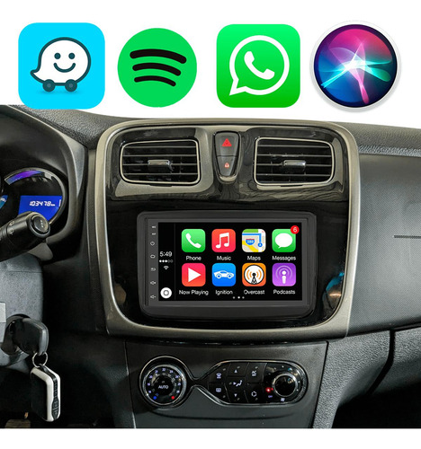 Kit Multimídia Android Carplay Sandero 2011-2024 Tv + Camera