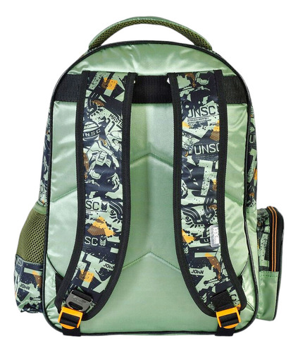 Mochila Halo Primaria Infinite Escolar Juvenil Lapicera Videojuego Reforzada Color Halo Verde Diseño De La Tela Lisa