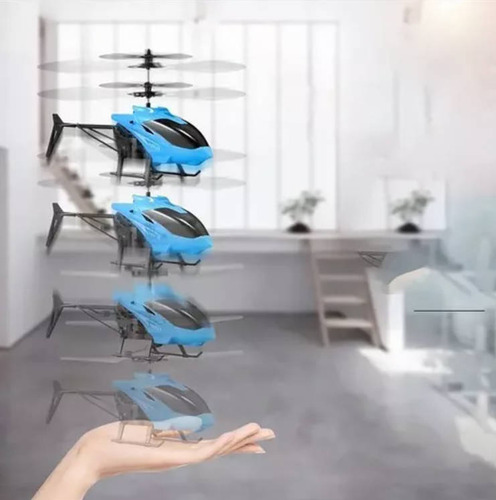 Helicóptero Drone De Control Remoto Recargable Con Led Color Azul,helicoptero Control Remoto