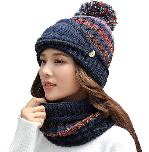 Gorro Con Bufanda Mujer Y Tapa Boca Conjunto Invierno Frio