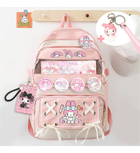 Bonita Mochila My Melody Para Adolescentes Con Accesorios