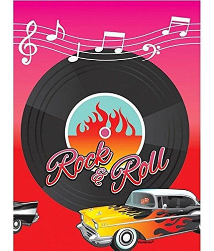 Amscan 50 S Theme Party Rock  Roll Vinyl Record  Cubierta Pl