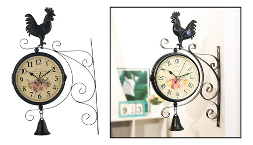 Reloj De Pared De Dos Cara, Reloj De Estación Vintage De