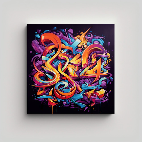 60x60cm Cuadro Moderno Estilo Salvaje Graffiti Letras Ar