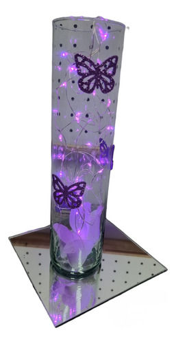 10 Centro De Mesa Lila Violeta Led Luminoso Mariposas