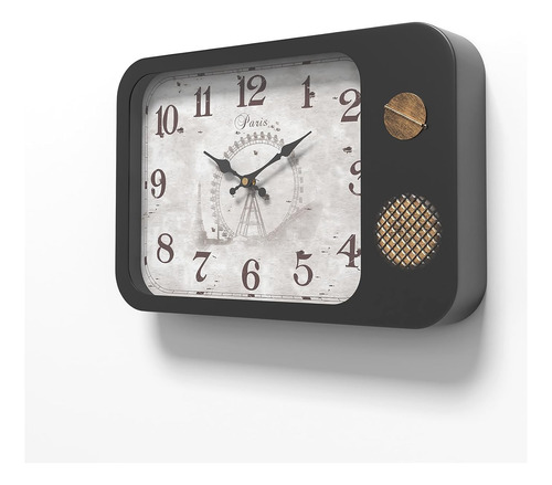 Reloj De Pared Retro, Estilo Clásico De Televisión Ne...