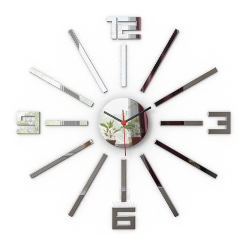 Imagem 1 de 1 de Relógio Parede Acrílico Preto Moderno 55cm