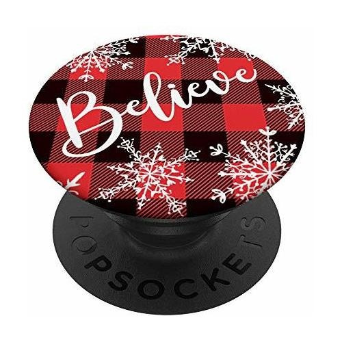 Creer Navidad Rojo Plaid Snowflake Snow Popsockets S2dgz