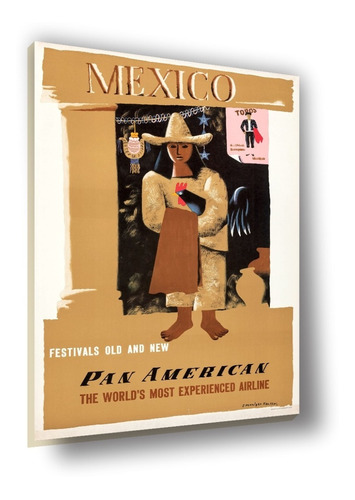 Cuadro Canvas Bastidor Vintage Poster Turismo México Festiva