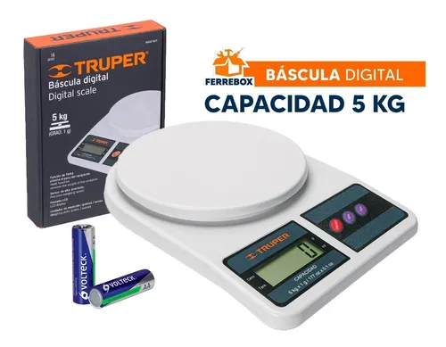 Báscula digital para cocina, capacidad 5 kg.