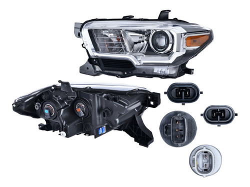 Faro Izq Fdo Negro S/leds S/luz Día Toyota Tacoma 16 Al 19