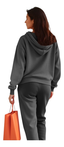 Conjunto Pants Deportivo Dama 2 Piezas Fashion Sport Ls2023r Gris Oscuro Lisa Gd