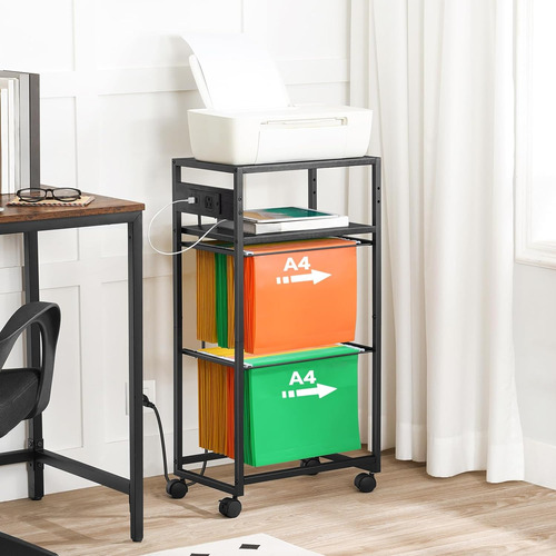 2 Drawer Mobile File Cabinet, Filing Cabinet With Outlet And