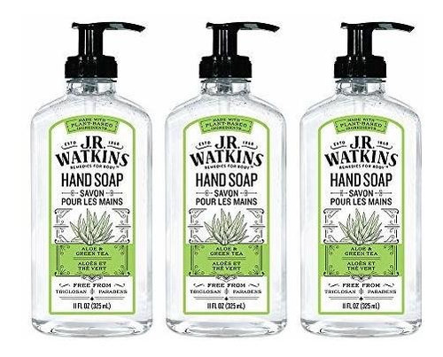 Jr Watkins Mano De Gel De Jabón, Aloe Y Té Verde, 3 Pack, Pe