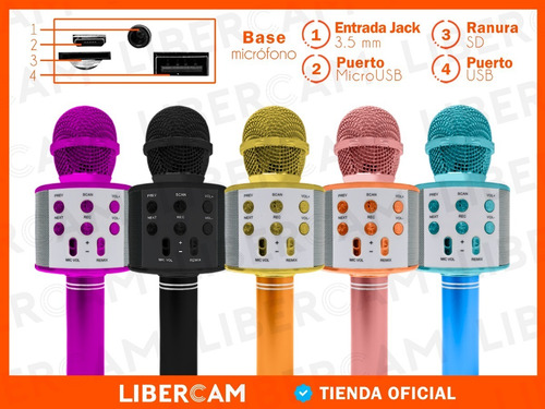 Imagen 6 de 10 de Microfono Karaoke Bluetooth Inalambrico Parlante Recargable