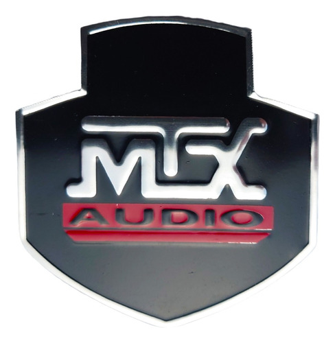 Emblema Troquel Aluminio Mtx Audio Negro Rojo Para Auto