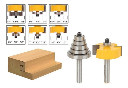 Guaren Us 14inch Shank Rabbet Router Bit Con 6 Rodamientos F