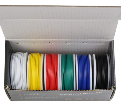 Kit De 6 Rollos De Cable Siliconado 22awg Varios Colores