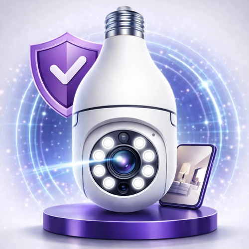 Câmera De Segurança Lâmpada Panorâmica Maxnova Wi-Fi 1080p Sensor Movimento 355º Visão Noturna