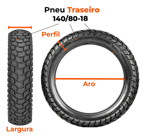 Pneu Traseiro 140-80-18 T&c Uso Com Câmara Technic