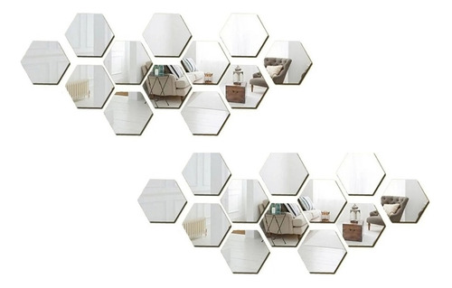 Pack X24 Vinilo Espejo Pared Adhesivo Hexagonal Decorativo