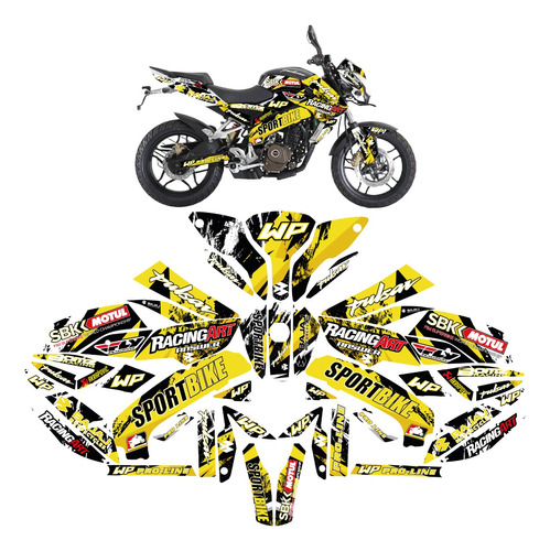 Kit De Graficos Stickers Para Pulsar 200ns Sport Bike Yesb
