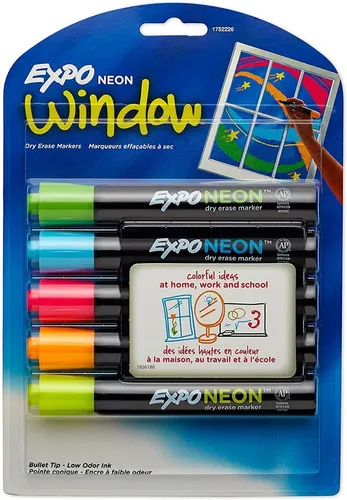 Marcadores Expo Neon Borrable Vidrio Pizarron Negro 5 Piezas