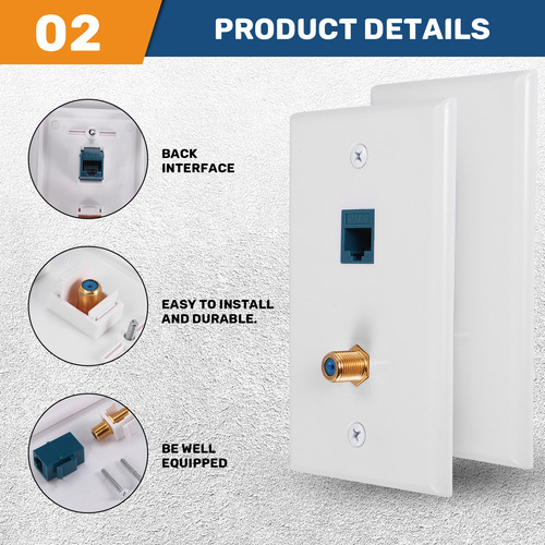 2 Paquetes De Tomas De Pared Coaxiales Ethernet Con 1 Keysto