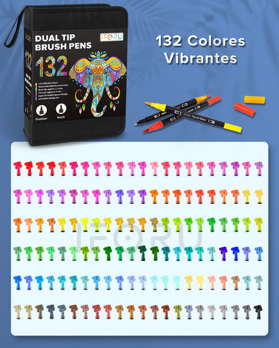 Plumones Punta Pincel Doble Punta Marcadores Iforu 132 Color