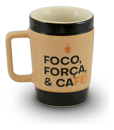 Canecas Ceraflame Gourmet Ceraflame Foco, Força, Café De Cerâmica Com Design Foco, Força, Café Pardo Capacidade 70ml