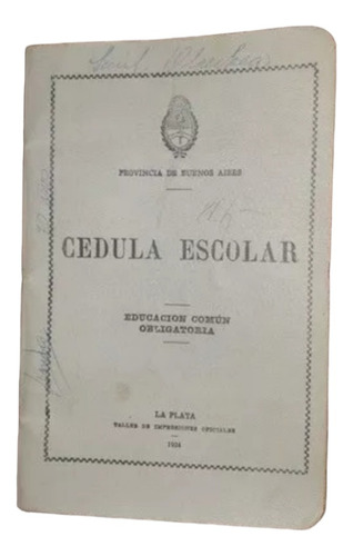Cédula Escolar De 1924