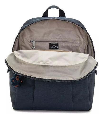 Mochila Backpack Kipling Haydee True Blue Tonal 100% Color Azul Oscuro Diseño De La Tela Lisa