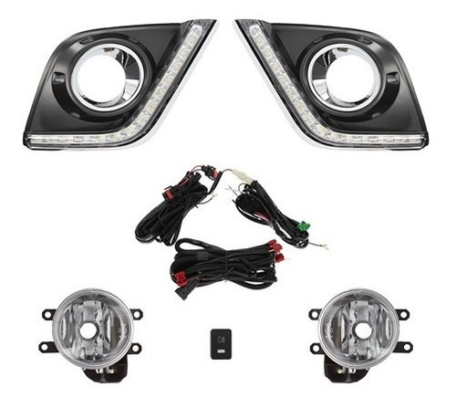 Kit Faro Auxiliar Vira Cromada Luz Diurna (drl) Y Giro Toyot