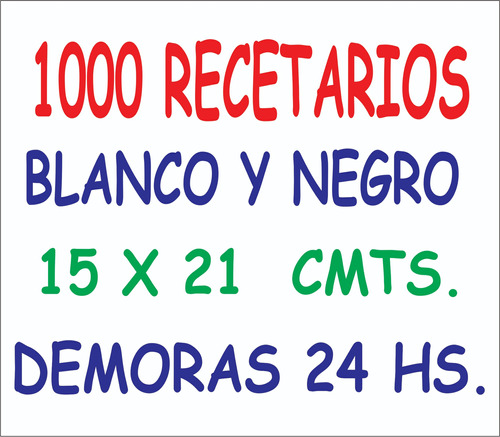 1000 Recetarios Medicos 15x20 Bn, Gran Oferta Entrega 24hs