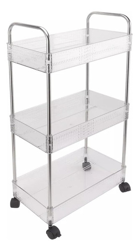 Organizador 3 Estantes Transparente Con Ruedas Carrito Estet