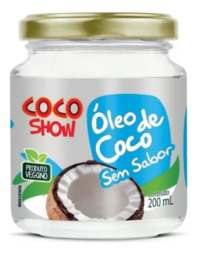 Óleo De Coco Sem Sabor 200ml Coco Show Copra Vidro - Vegano