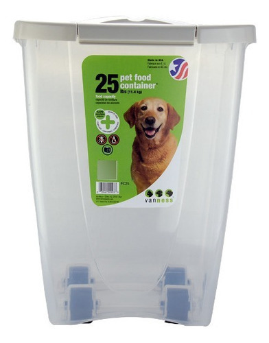 Contenedor De Alimento 25lb, 11.33 Kg Para Perro Con Ruedas Color Transparente Liso