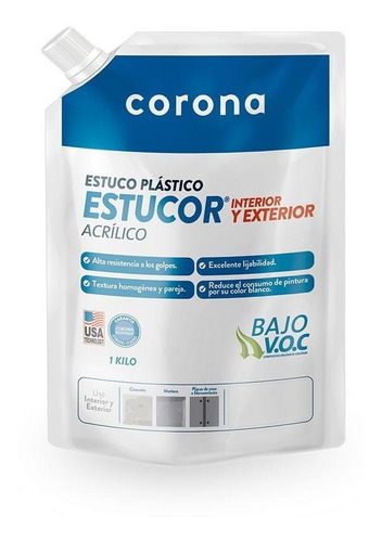 Estuco Plástico Estucor Interior Exterior Corona 1k