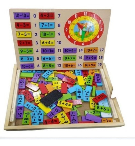 Juego Madera Didáctico Calculador Matemático Tablero + Reloj