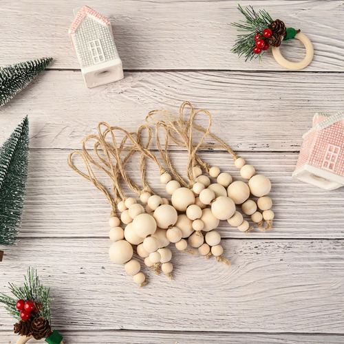 24 Adornos Colgantes De Madera Para Árbol De Navidad