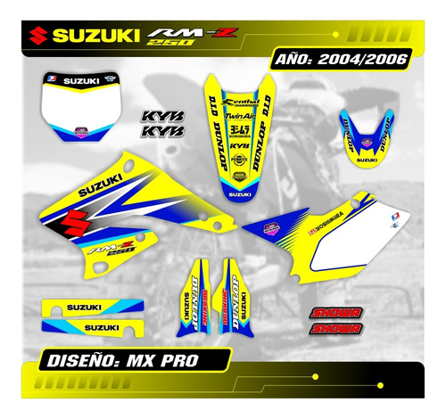 Kit Calcos Gráfica Suzuki Rmz 250 2004/06 - Grueso Mate