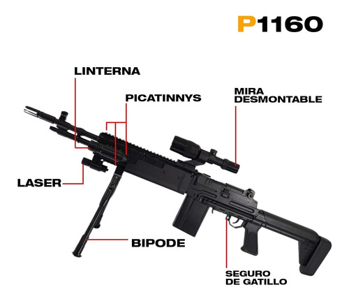 Imagen 3 de 10 de Rifle Airsoft Spring Mk-60 + Pistola