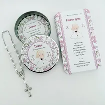 Comprar Souvenir Latas Blondas Denarios Estampitas Bautismo Comunion
