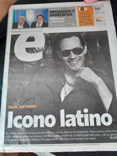 Suplemento Clarin Espectáculos Marc Anthony Solis 02 2011