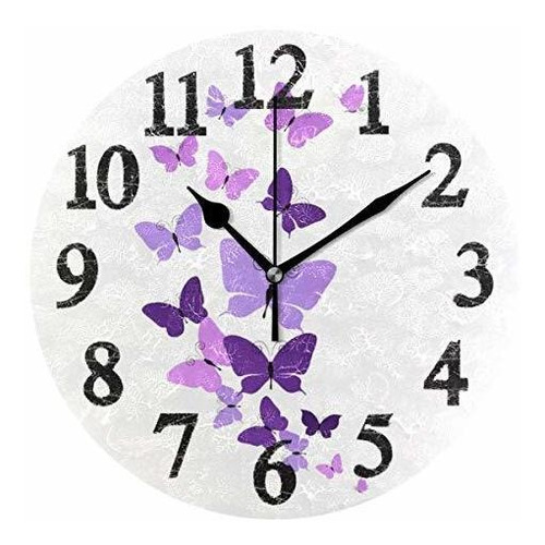 Reloj De Pared - Vikko Hermosas Mariposas Púrpuras Relojes D