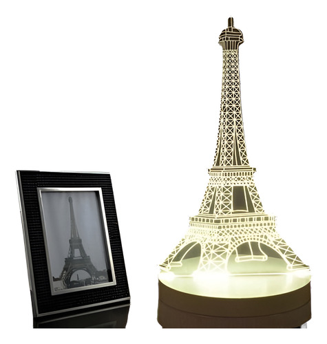 Torre Eiffel Tacto Ilusión 3d Noche Abstracción Luz Usb Cama