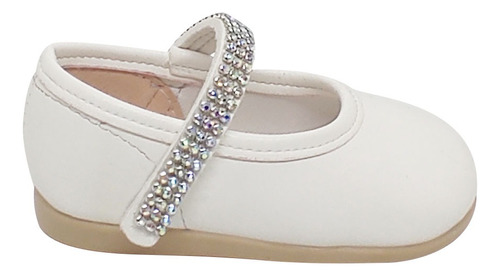 Zapato Guillermina Bco Mate Strass Bb Nena Mvd Calzados Prem